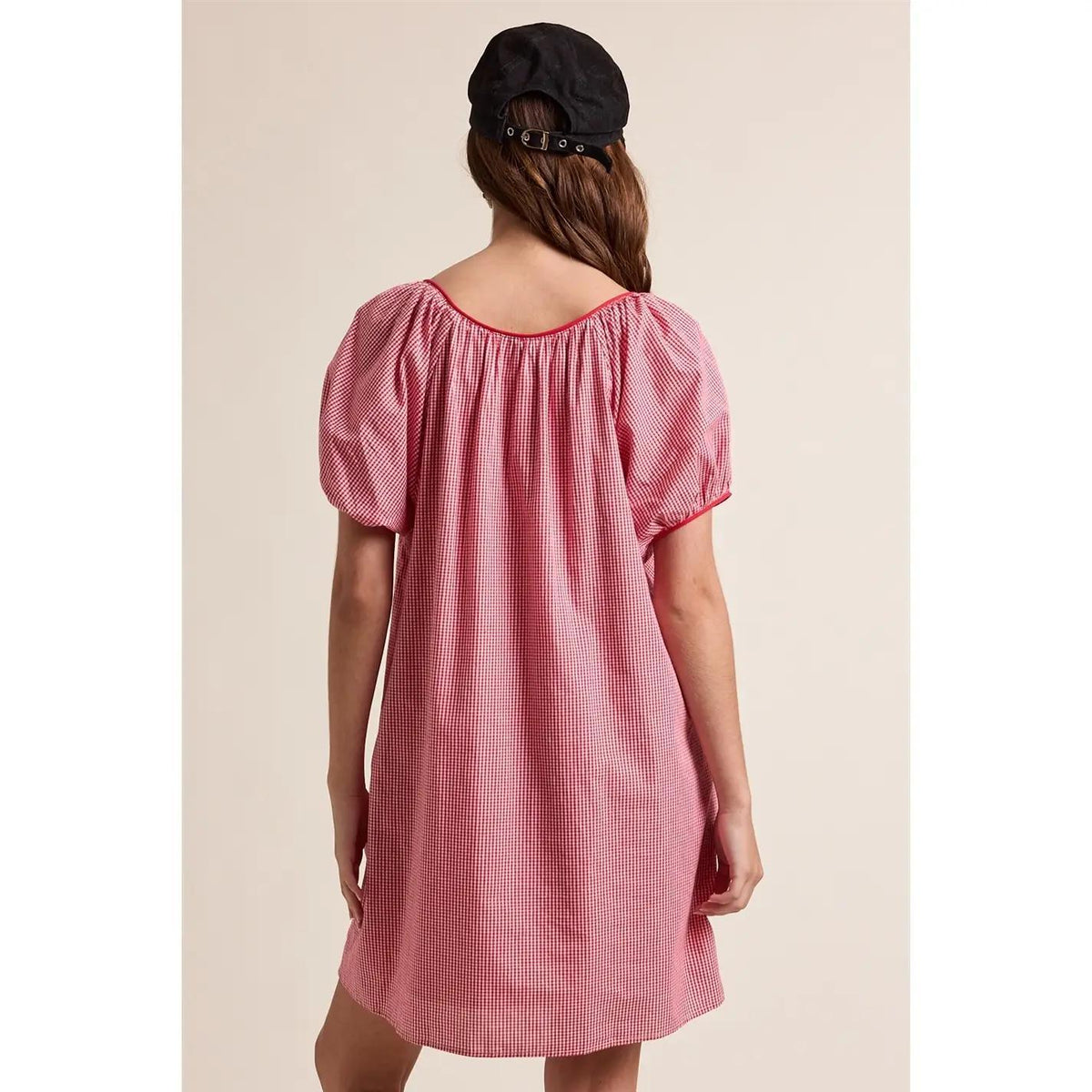 Gingham Puff Sleeve Mini Dress