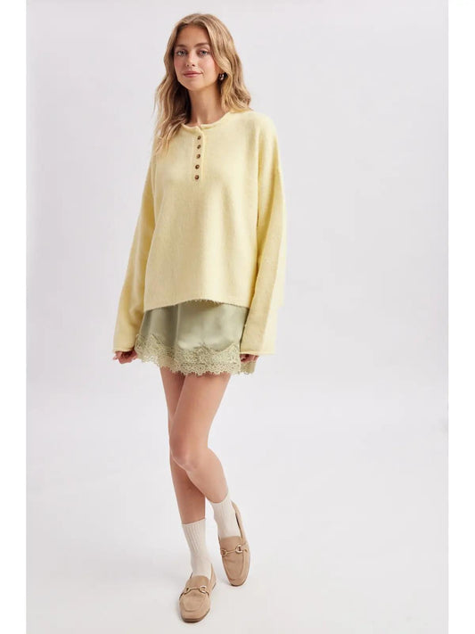 Rolled Neck Henley Sweater