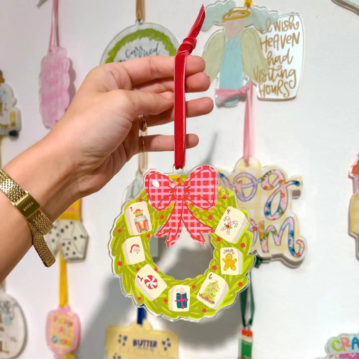Mahjong Wreath Acrylic Ornament