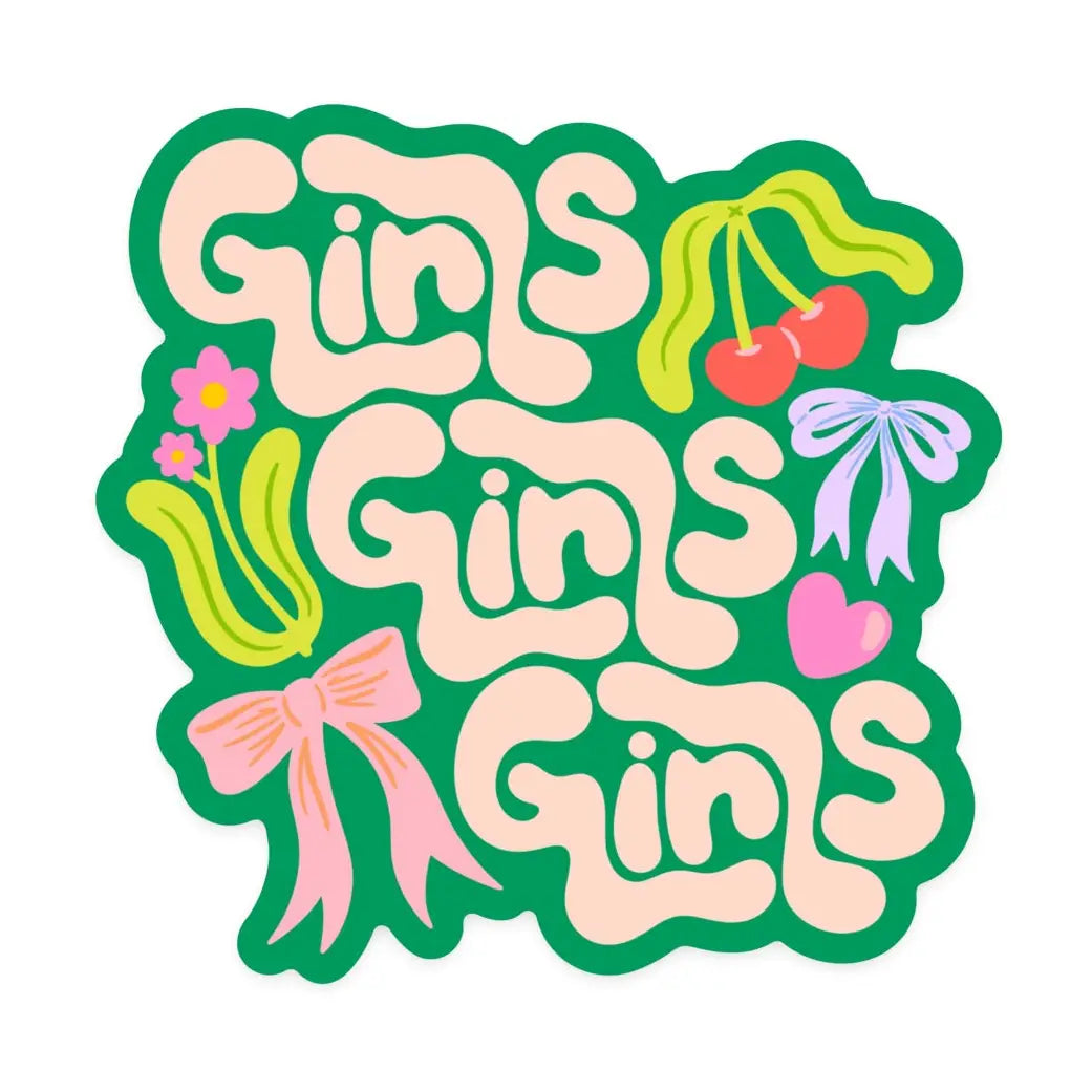 “Girls Rule” – Close-up of the sticker with bold text and pastel background
“Feminine & Fun” – Sticker on a pink water bottle with heart-shaped sunglasses
“Sticker Squad” – Sticker on a laptop next to lip gloss, scrunchies, and other girly accessories