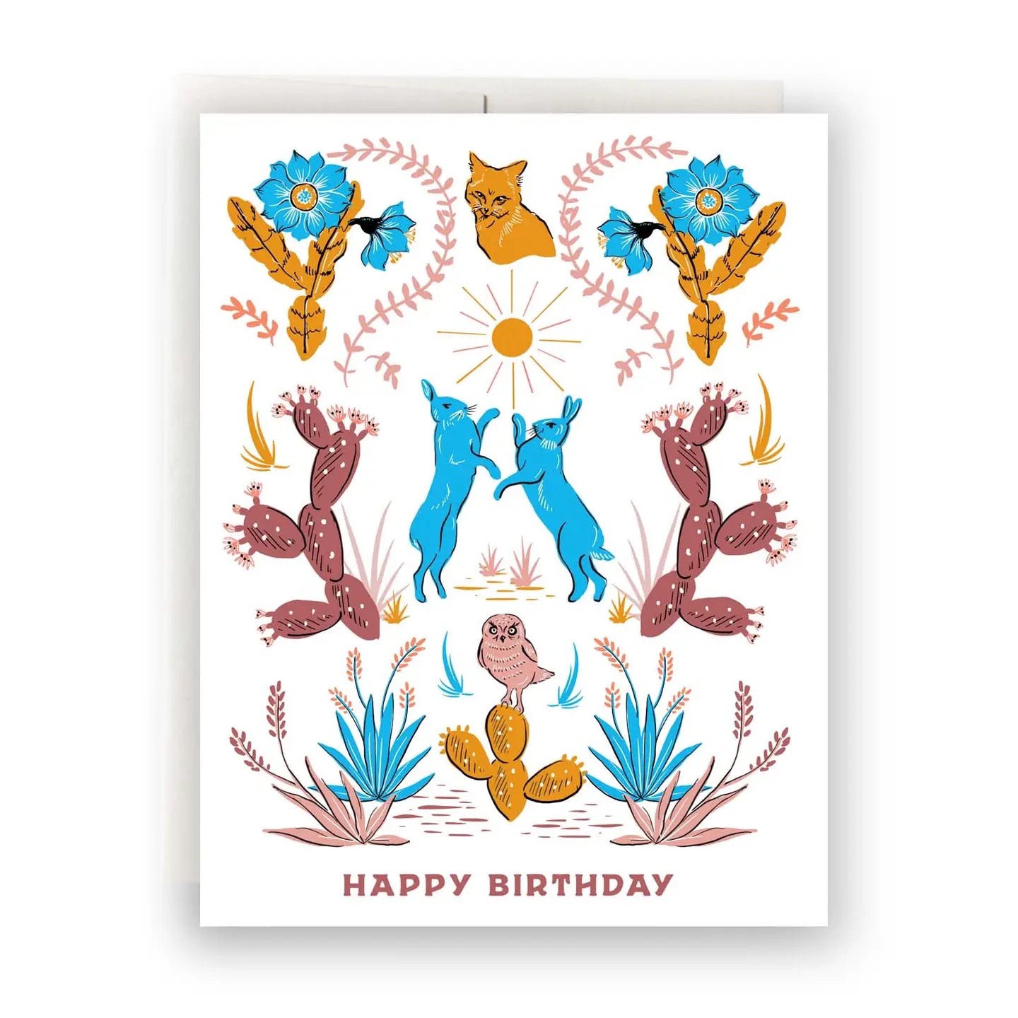 "Desert Birthday Critters" – Cute birthday card with bunny, fox, and owl in a southwestern desert setting
"Wild & Whimsical Birthday Card" – Animal-themed card with desert illustration and fun celebration vibes
"Southwest Animal Party" – Full-color A2 card with adorable woodland animals in a desert birthday scene