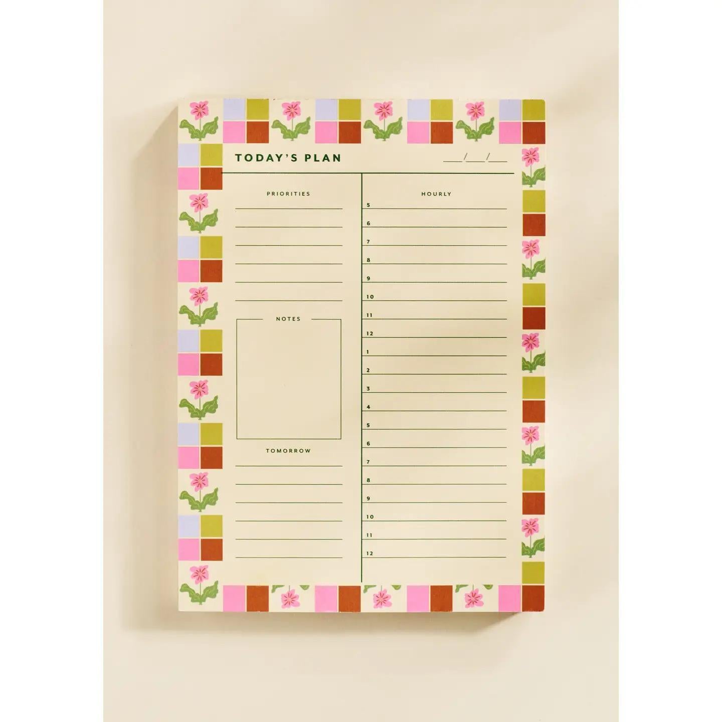 Checkered Flower Daily Planner Notepad