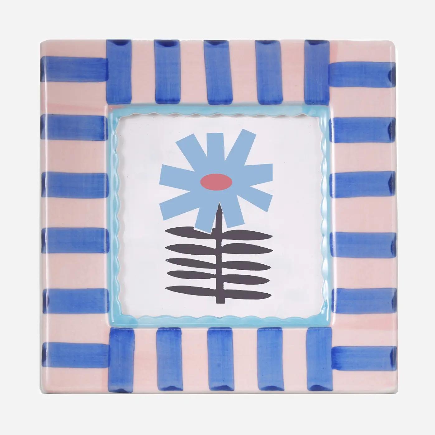 Blue floral stripe frame