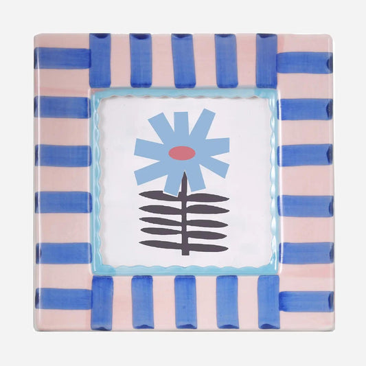 Blue floral stripe frame