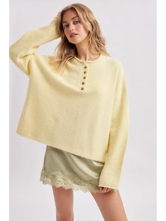 Rolled Neck Henley Sweater