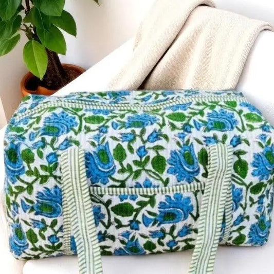 Blue Quilted Duffle