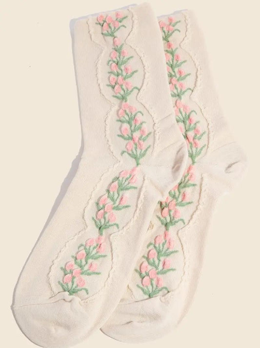 Pink Floral Socks