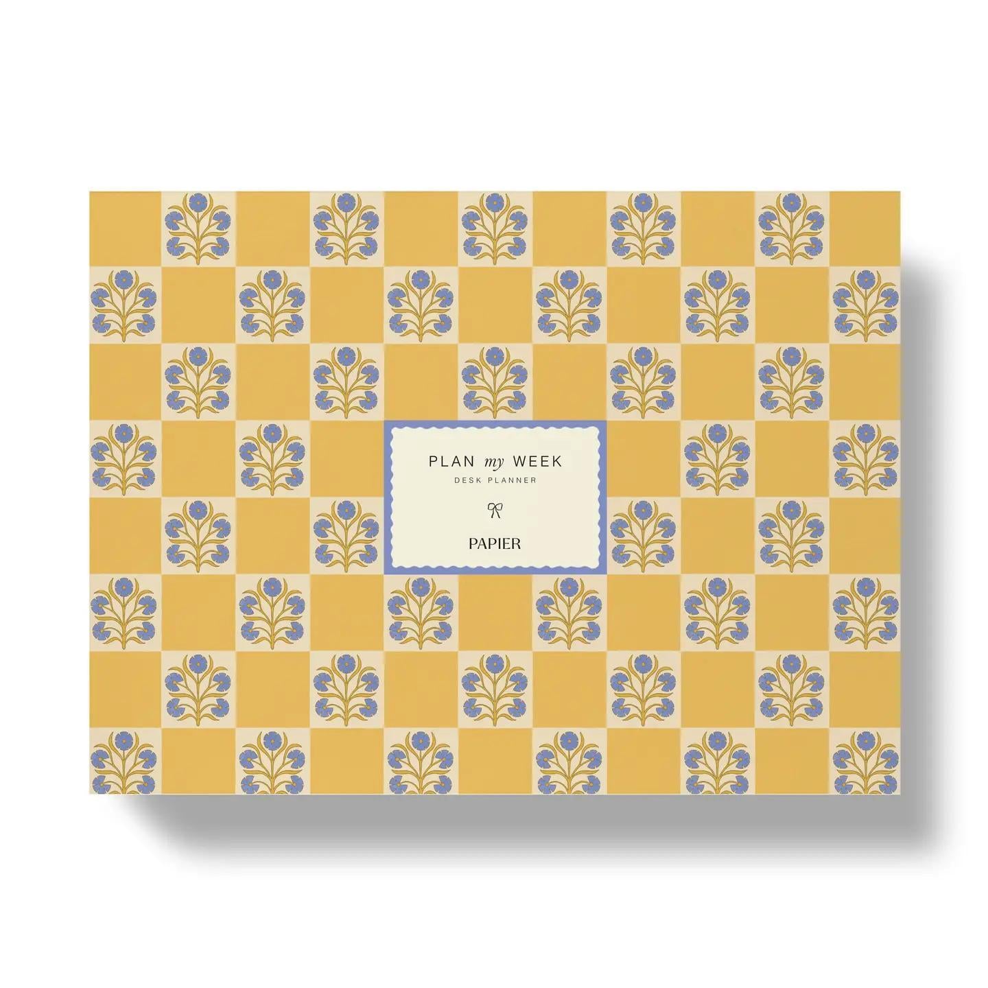 Weekly Desk Planner, Undated - Floral Checkerboard