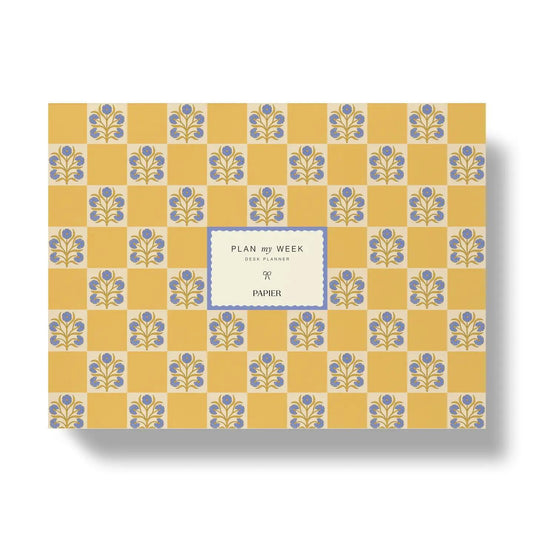 Weekly Desk Planner, Undated - Floral Checkerboard