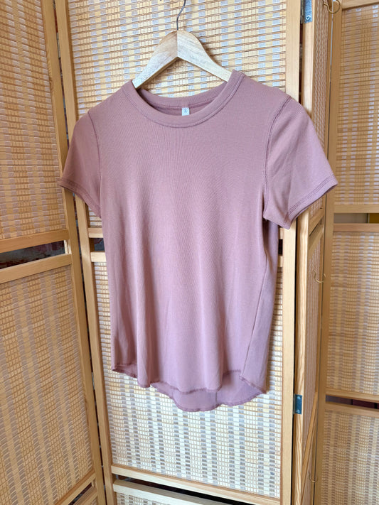 Stretchy short sleeve tee designed for comfort and layering.