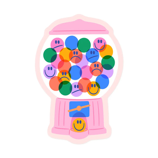 “Bubblegum Babe” – Close-up of the gumball sticker with bright candy colors

“Sweet & Retro” – Sticker on a water bottle next to pastel accessories and candy

“Pop of Fun” – Sticker on a laptop with playful, nostalgic vibes
