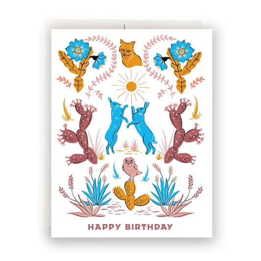 "Desert Birthday Critters" – Cute birthday card with bunny, fox, and owl in a southwestern desert setting

"Wild & Whimsical Birthday Card" – Animal-themed card with desert illustration and fun celebration vibes

"Southwest Animal Party" – Full-color A2 card with adorable woodland animals in a desert birthday scene