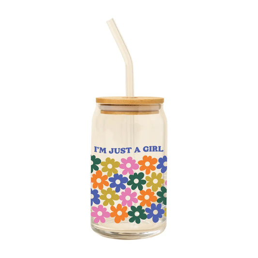 “Girl Era Glass” – Floral “I’m Just a Girl” Can Glass on a vanity with makeup and sunnies

“Soft But Strong” – Glass with iced coffee, floral background, and layered gold jewelry

“Feminine & Fierce” – Can glass styled with a journal, lip gloss, and daisy bouquet