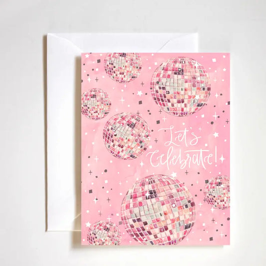 "Disco Celebration Card" – Hand-painted A2 card with glittery disco ball art and fun lettering

"Let’s Celebrate in Style" – Luxe textured card featuring hand-drawn party details in Stephanie’s signature style

"Party Vibes Only Card" – Boutique greeting card with disco balls, sparkles, and celebration mood