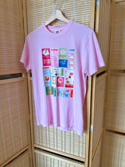 Pink Comfort Colors Tee with Graphic Print