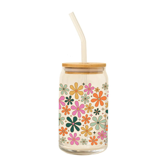 “Floral Sips” – Close-up of a flower-patterned can glass with iced tea and a glass straw

“Garden Party Cup” – Floral cup styled on a picnic blanket with fruits and florals

“Bloom & Sip” – Glass filled with sparkling lemonade next to fresh-cut flowers