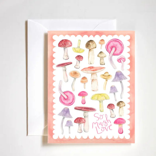 "So Mush Love Card" – Whimsical greeting card with magical mushroom illustration and luxe texture

"Cute Mushroom Love Note" – Boutique-style A2 card featuring playful fungi art and white envelope

"Magical Mushroom Stationery" – Fun and girly card with mushroom theme, perfect for any occasion