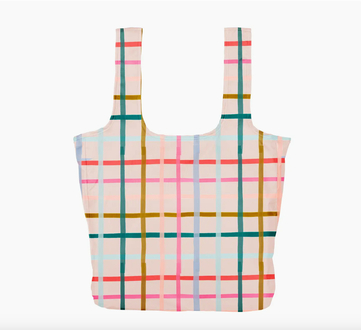 Lightweight twist-and-shout tote bag that folds into a pouch, ideal for the beach, shopping, or carrying lunch. Durable, rip-proof material with roomy interior.