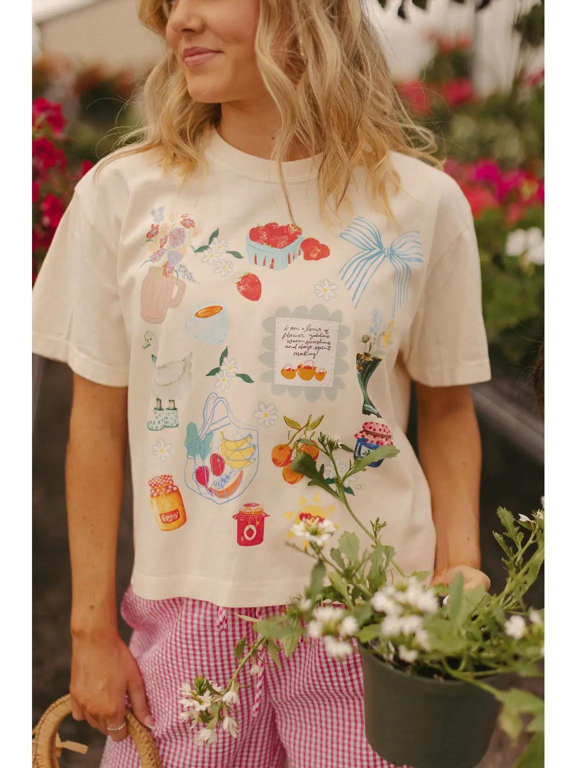 Summer Collage Mid Crop Graphic Tee