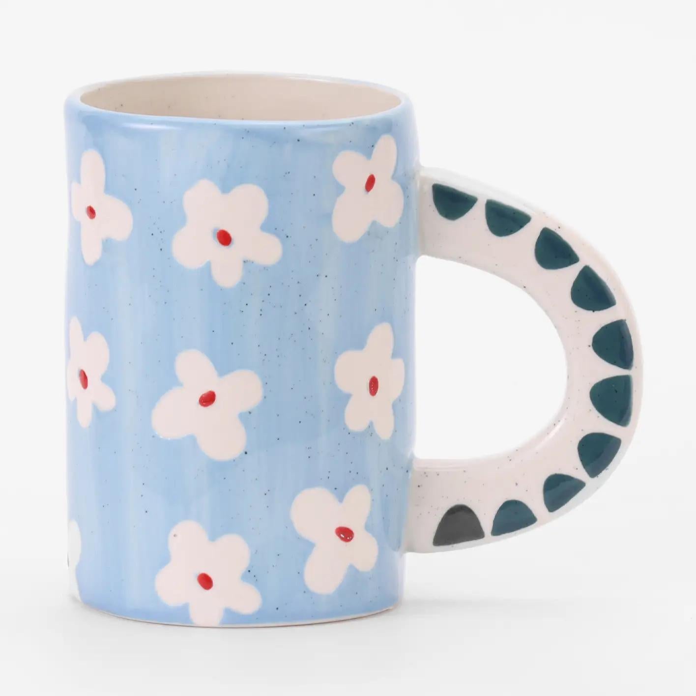 Hand-Painted Blue Floral Mug