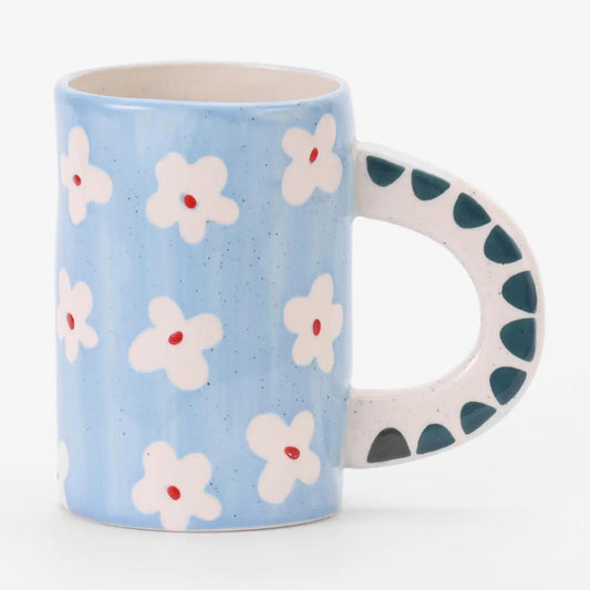 Hand-Painted Blue Floral Mug