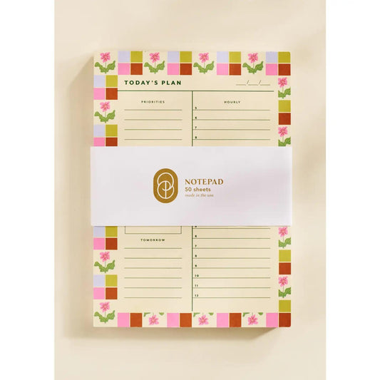 Checkered Flower Daily Planner Notepad