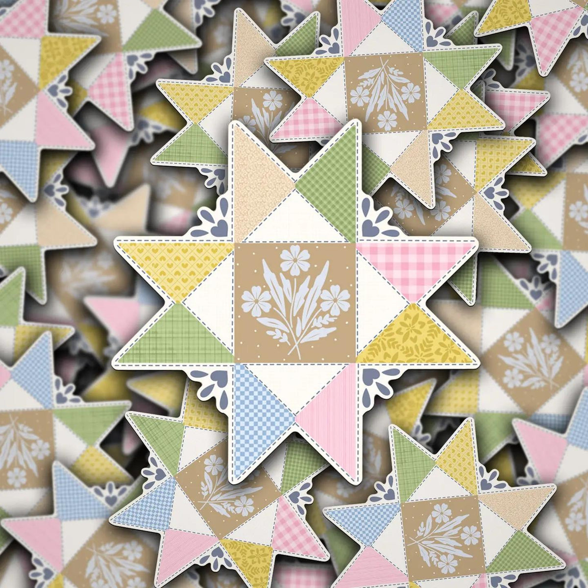 floral quilt sticker
