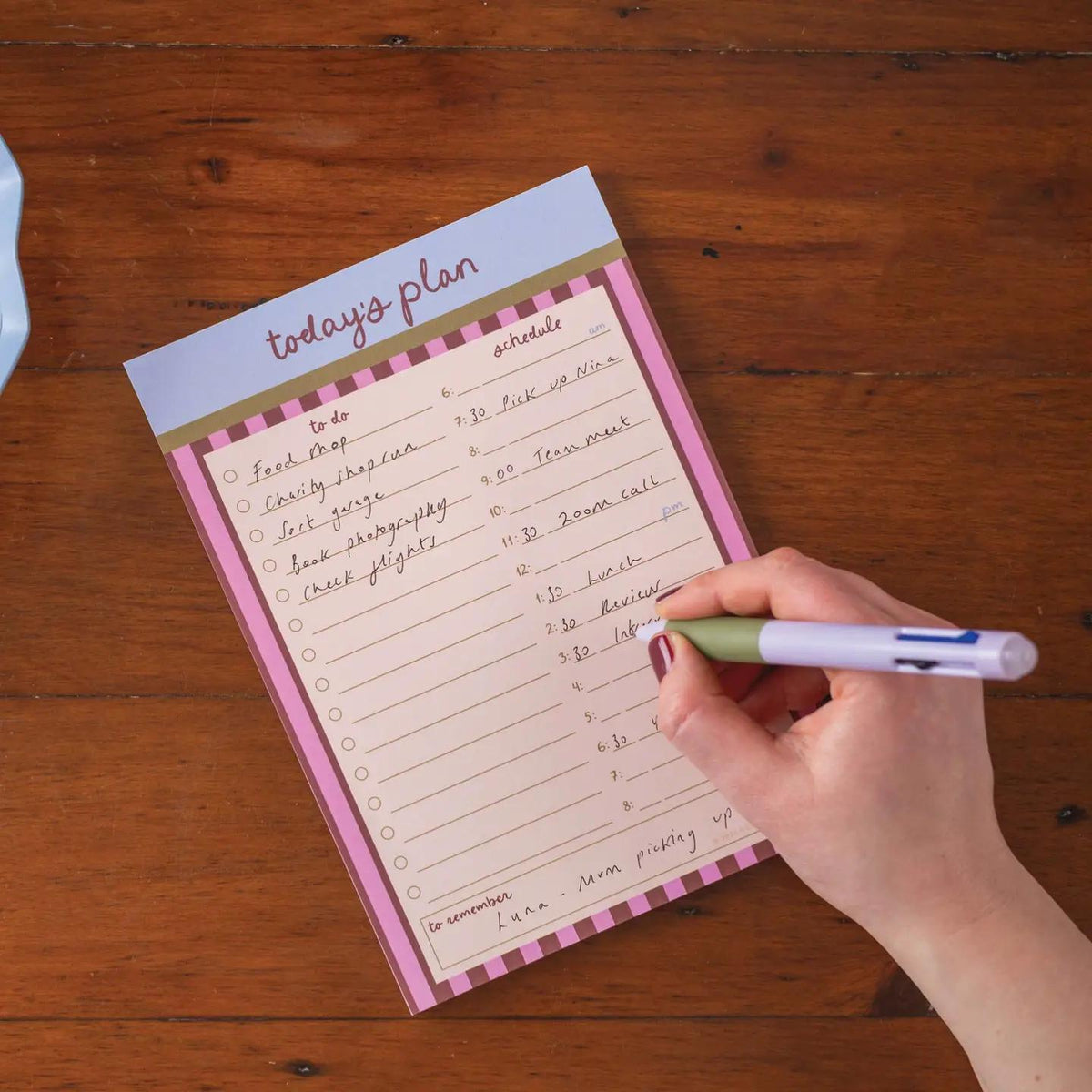 Daily Planner Pad Berry Stripe