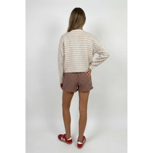 Plaid Cotton Ruffle Shorts