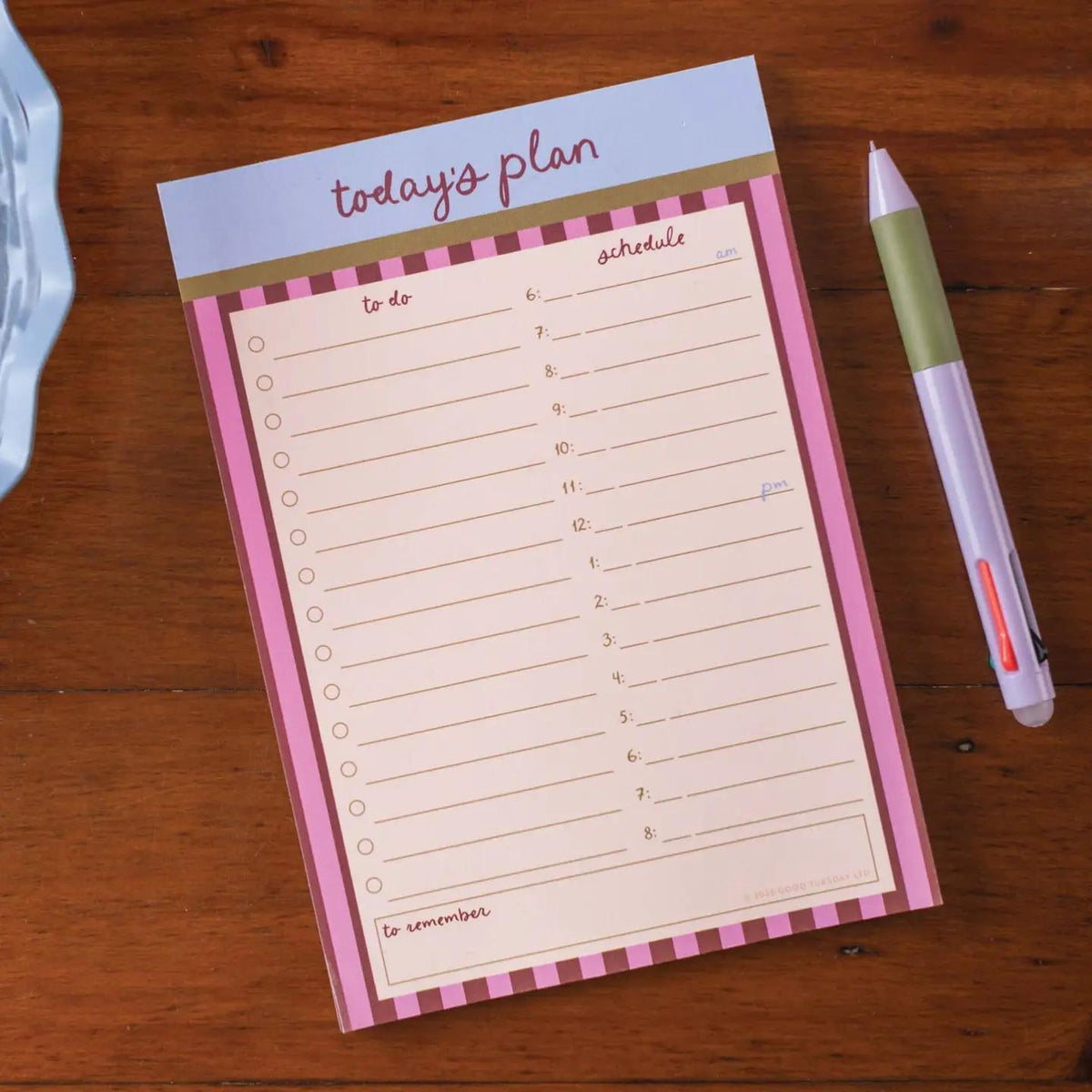 Daily Planner Pad Berry Stripe