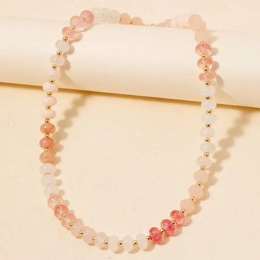 Peach beaded necklace